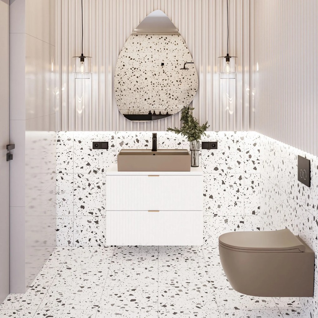 Miska WC wisząca rimless brązowa LERA cappuccino z deską wolnoopadającą typu Slim