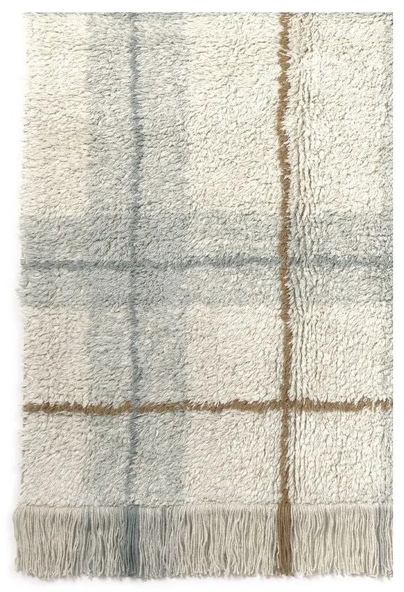 Kremowo-szałwiowy bawełniany dywan odpowiedni do prania/tkany ręcznie 140x190 cm Tartan Blue Sage – Lorena Canals