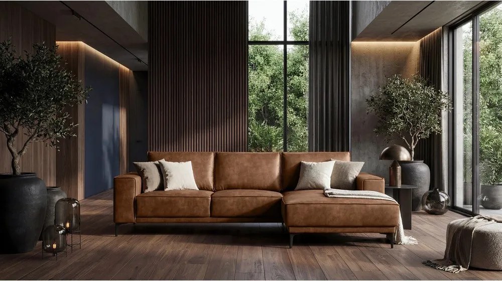 Koniakowy narożnik z imitacji skóry (prawostronny) Copenhagen – Scandic