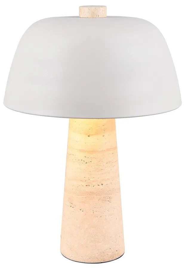 Biała/beżowa lampa stołowa z metalowym kloszem (wysokość 41 cm) Timba – Trio Select