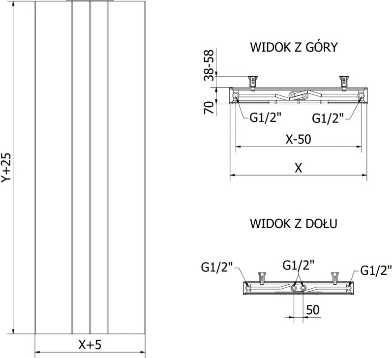 Mexen Line VS20SL grzejnik płytowy 1600 x 400 mm, podłączenie dolne środkowe, 794 W, biały - W6VS20SL-160-040-00