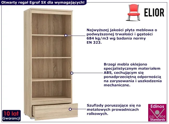 Klasyczny regał z szufladą dąb sonoma K3-G50