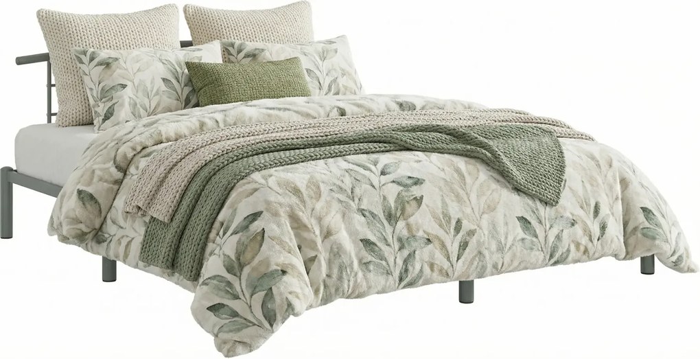 Szare metalowe łóżko dla dwóch osób 180 x 200 cm F7-T37