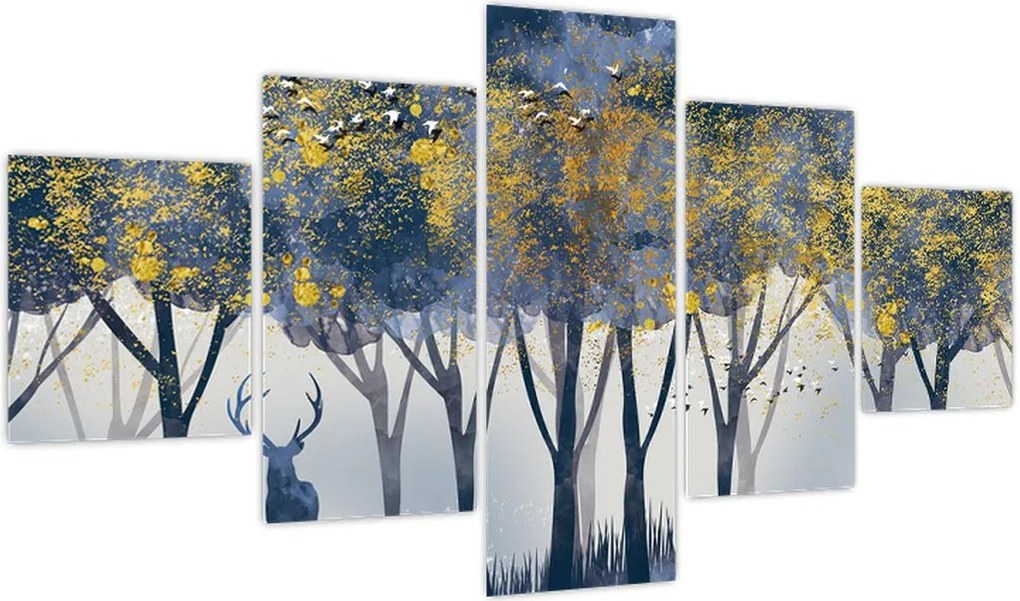 Obraz jelenia w lesie (125x70 cm)