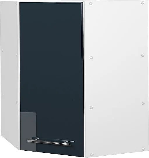 Szafka wisząca narożna ciemnoniebieski wysoki połysk 57x34.1x72 fame-line