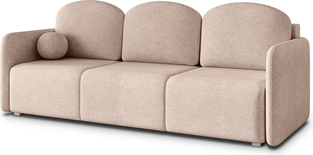 Masseno Sofa SUVI III z funkcją spania i pojemnikiem na pościel, Rozkładana sofa - Beżowy, NEVE 04