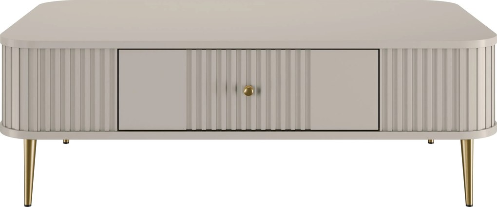 Stolik kawowy Vesper 103x60 cm z szufladą - kaszmir / złote nogi