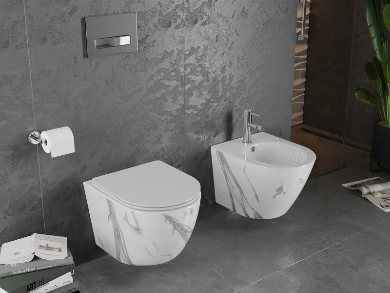 Mexen Lena miska wc Rimless z deską wolnoopadającą slim, duroplast, biała kamień - 30224094