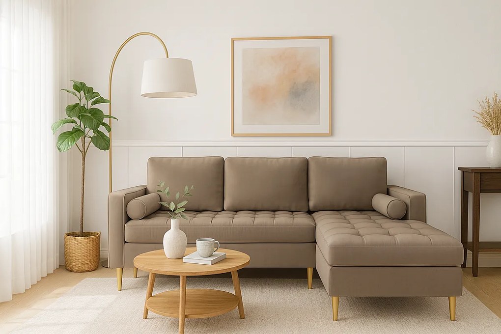 Narożnik prawy rozkładany Monza 246x172 cm z funkcją spania - brązowy Monolith 15