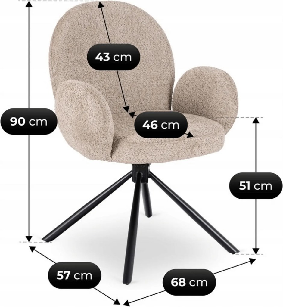 Krzesło Tapicerowane Obrotowe do Salonu MUSSO Brązowe Nowoczesne