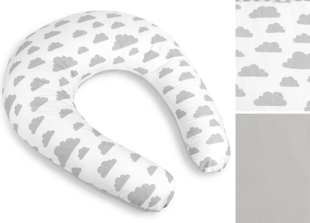 Bellatex Poduszka do karmienia piersią Chmurki szary, 180 cm