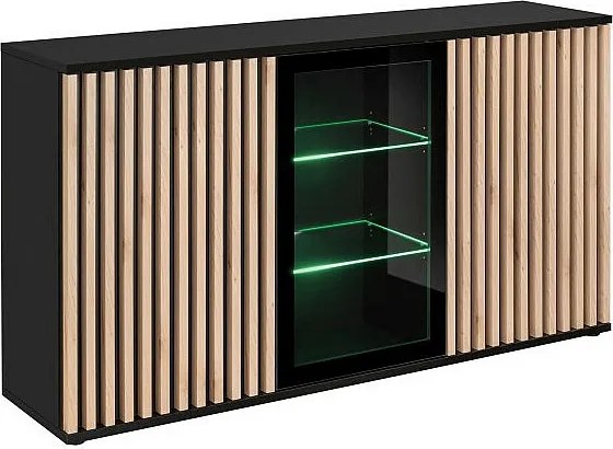 Komoda CAMERON 160 LED hickory jackson/czarna