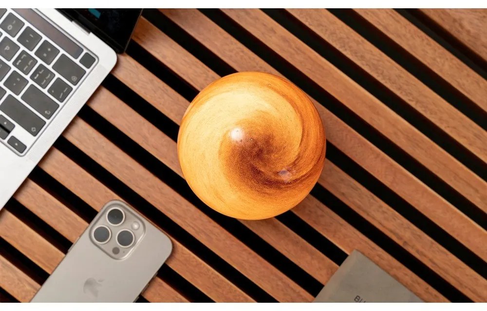 Lampa stołowa LED w ciemnym naturalnym kolorze ze szklanym kloszem (wysokość 13 cm) Sand Storm – Gingko