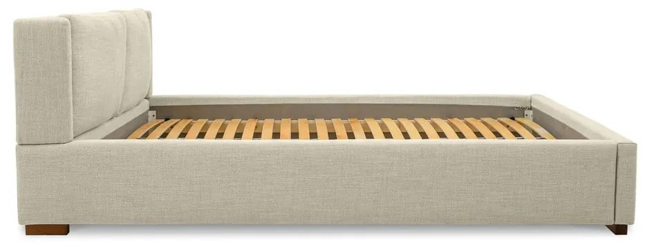 Beżowe tapicerowane łóżko dwuosobowe ze stelażem 160x200 cm Dreamer – Scandic