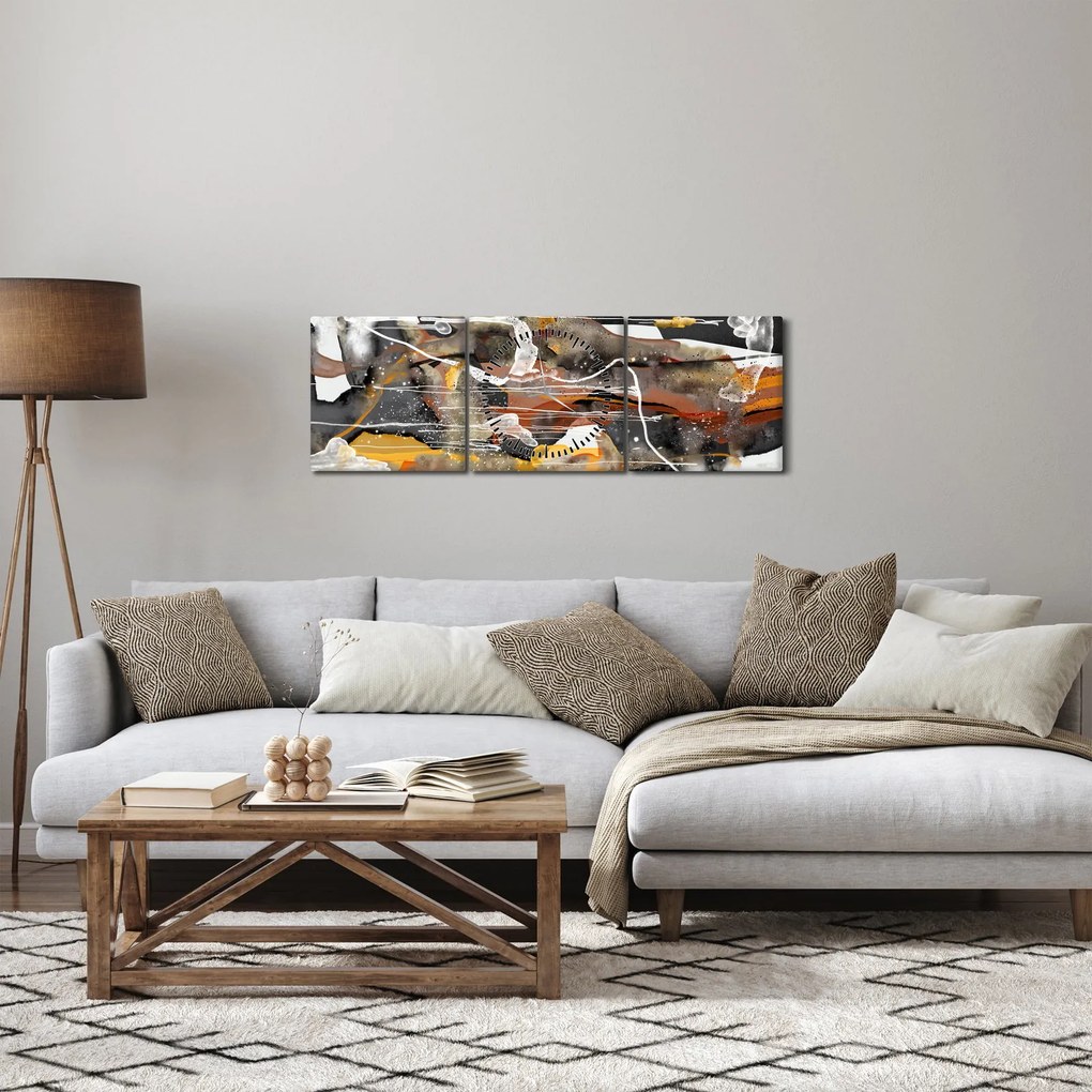 Obraz - Abstrakcja (z zegarem) (90x30 cm)