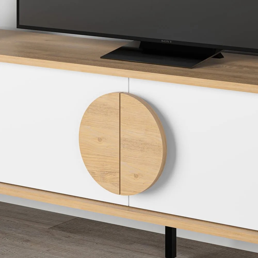 Biała szafka pod TV w dekorze dębu 180x51 cm Vae – Marckeric