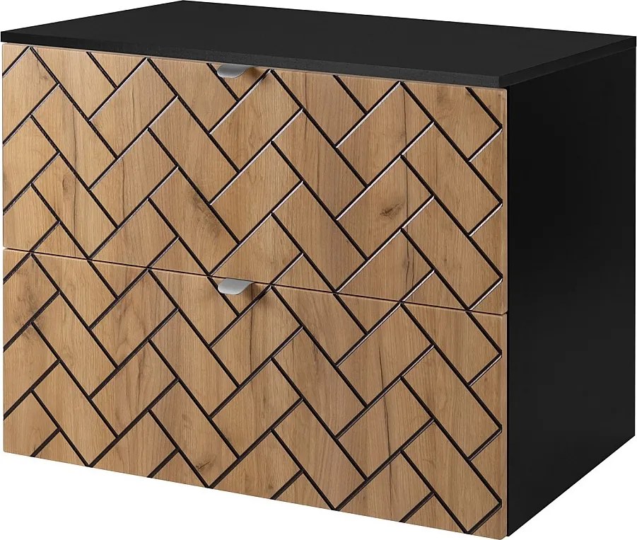 Meble łazienkowe, Złoty dąb rzemieślniczy, 80 x 57 x 46 cm, uchwyty srebrne