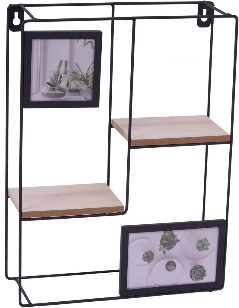 PROMOCJA Półka ścienna z ramkami na zdjęcia KIVORA 40x30 cm, czarna II jakość