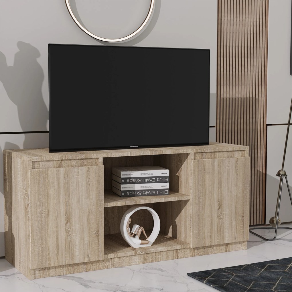 Szafka RTV stojąca MERAVIGLIA 120 cm do Salonu pod Telewizor - Dąb sonoma