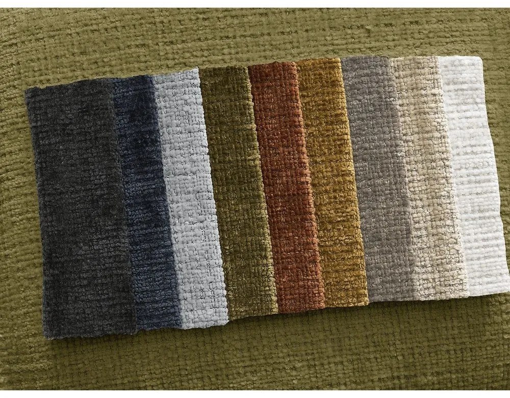 Narożnik z tkaniny szenilowej (lewostronny/z szezlongiem) w kolorze khaki Leonore – Bobochic Paris