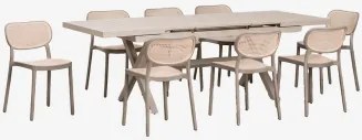 Zestaw Stołu Prostokątnego 180-240x90 Cm Rozkładanego Z Aluminium Karena Oraz 8 Sztaplowanych Krzeseł Ogrodowych Z Polipropylenu Moka Brown - Sklum
