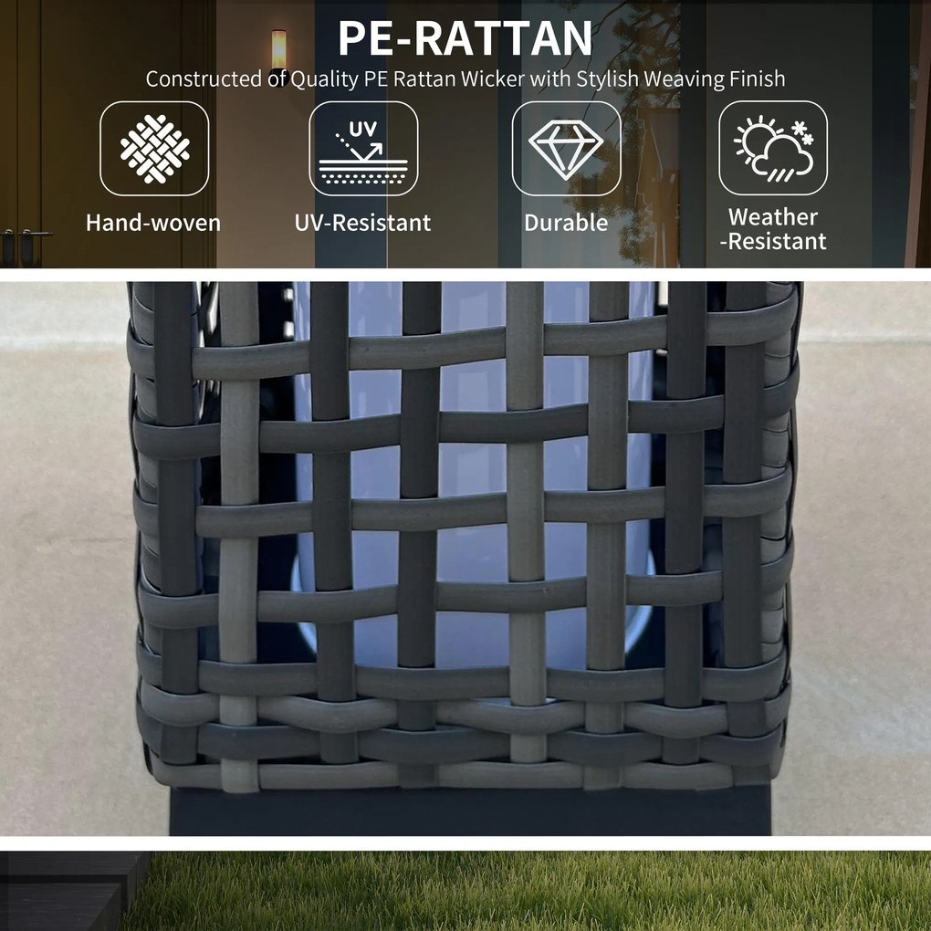 Outsunny Lampa Solarna Rattan Wodoodporna Ogrodowa z Czujnikiem Światła Stal Szary 155x155x46cm | Aosom PL