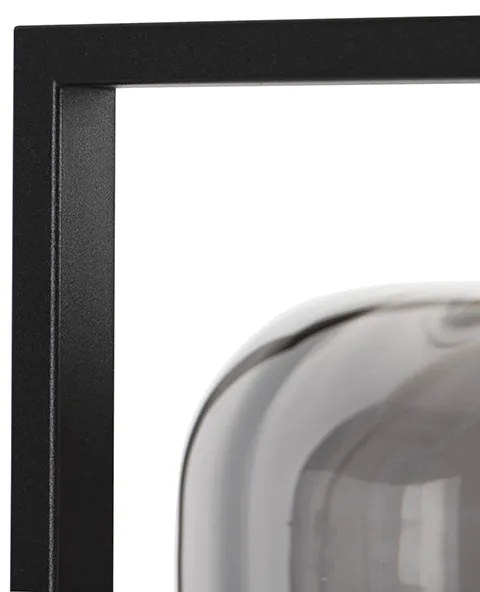 Designerska lampa podłogowa czarna z dymionym szkłem - Qara DownDesignerski Oswietlenie wewnetrzne