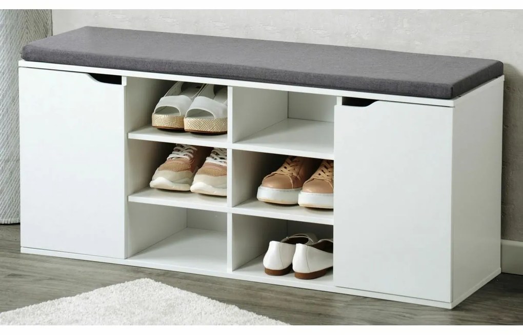 Kesper 15918 Szafka na buty z siedziskiem, biała,103 x 48 x 30,5 cm