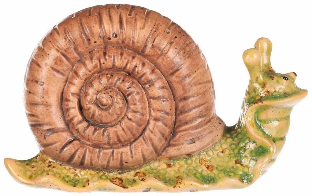 Ozdoba ogrodowa Ślimak jasnobrązowy, 16 x 7 x 10cm, ceramika