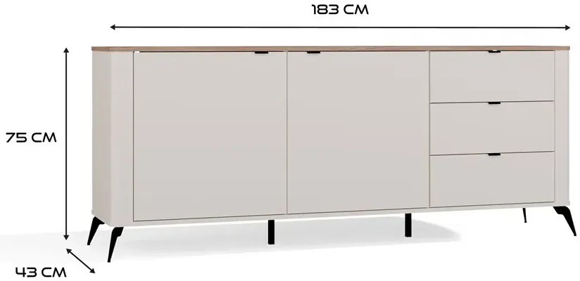 Komoda kaszmirowa na nóżkach z blatem dąb castello C2-R99