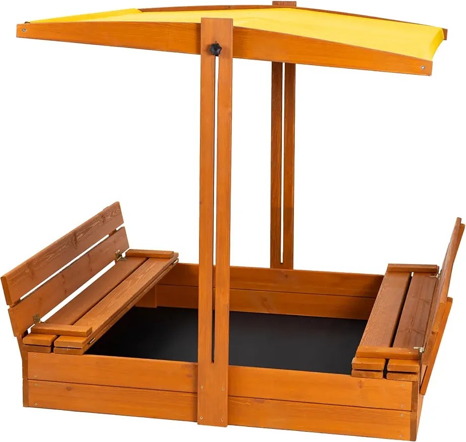 Dla dzieci piaskownica z daszkiem w kolorze żółtym 120 cm W2-P40