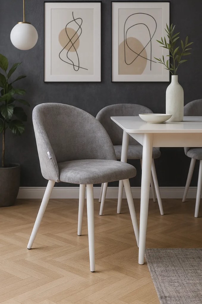 Krzesło Colin tkanina Vogue noga metalowa : Kolor nogi - Biały stożek, Kolor tkaniny - VOGUE - VOGUE 14, Typ siedziska - Siedzisko obrotowe 180° - z powrotem