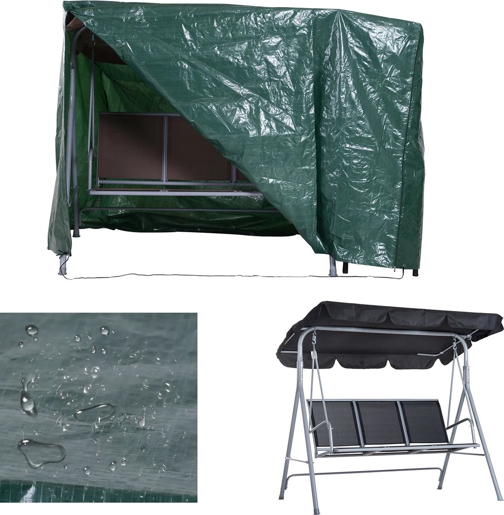 Outsunny Pokrowiec Ochronny na Meble Ogrodowe Wodoodporny UV PE Zielony 215x155x150cm | Aosom PL