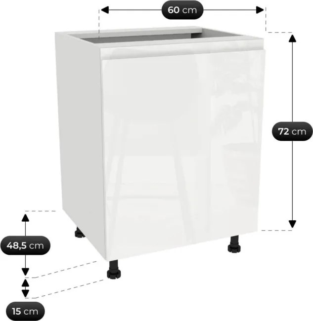 Zestaw Mebli Kuchennych MODERN 200 cm Biały Połysk Nowoczesny