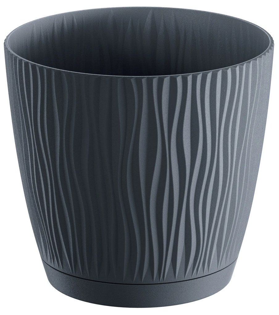 Doniczka z podstawką Sandy P 19 cm antracyt PROSPERPLAST