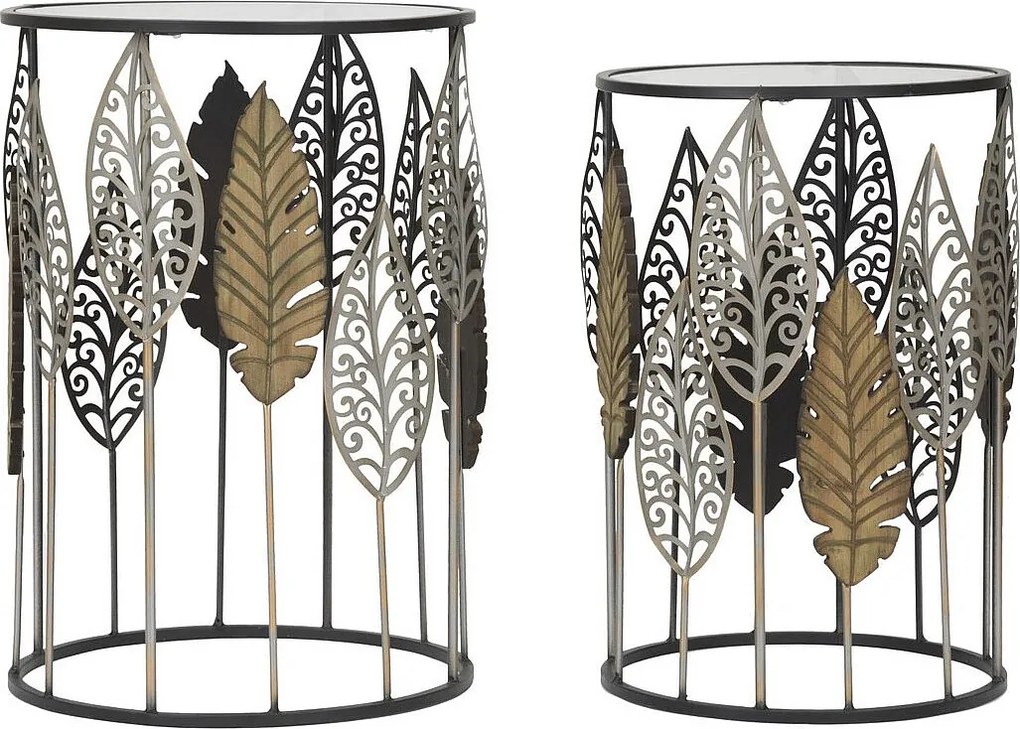 Zestaw Stolików Pomocniczych Liść 65, Wielokolorowy, 38x38x55 cm, Kendra Home