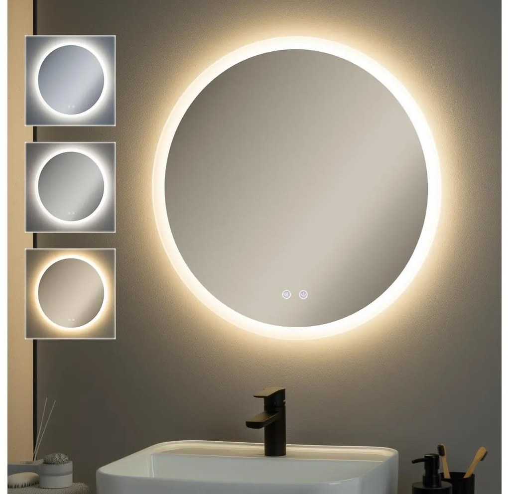 Brilagi - ściemnialne lustro LED z podgrzewaniem i podświetleniem CLARA PRO LED/19W/230V, średnica 60 cm, IP44