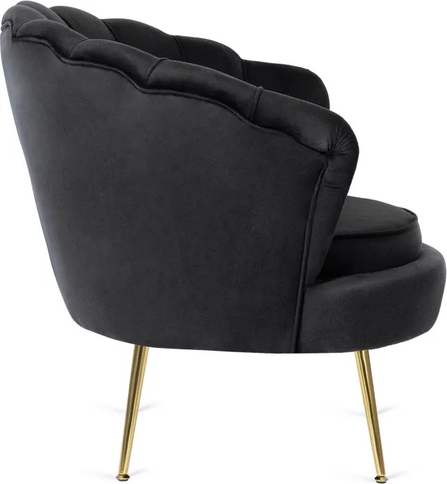 Fotel Wypoczynkowy do Salonu ANGEL Muszelka Czarny Welurowy Nowoczesny