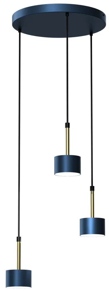Lampa wisząca ARENA BLUE/GOLD 3xGX53, granatowa, na kole złota, potrójna