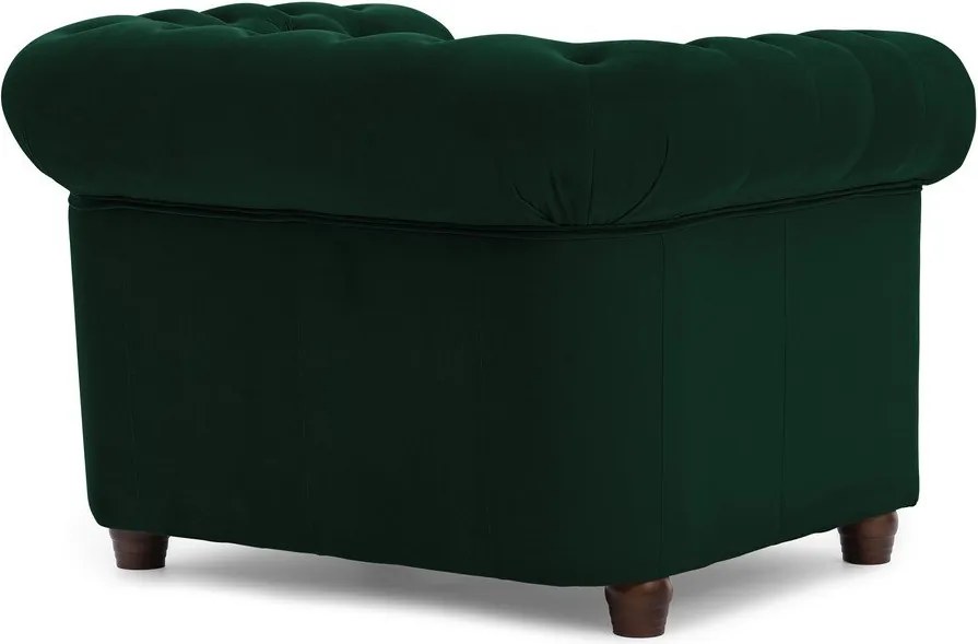 Zielony aksamitny fotel typu chesterfield York Blik – Ropez