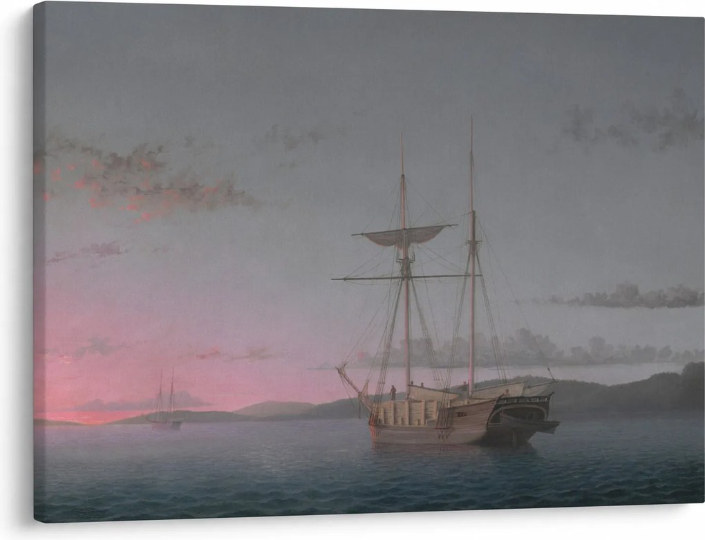 Obraz - Fitz Henry Lane, Lumber Schooners at Evening on Penobscot Bay, reprodukcje (70x50 cm)