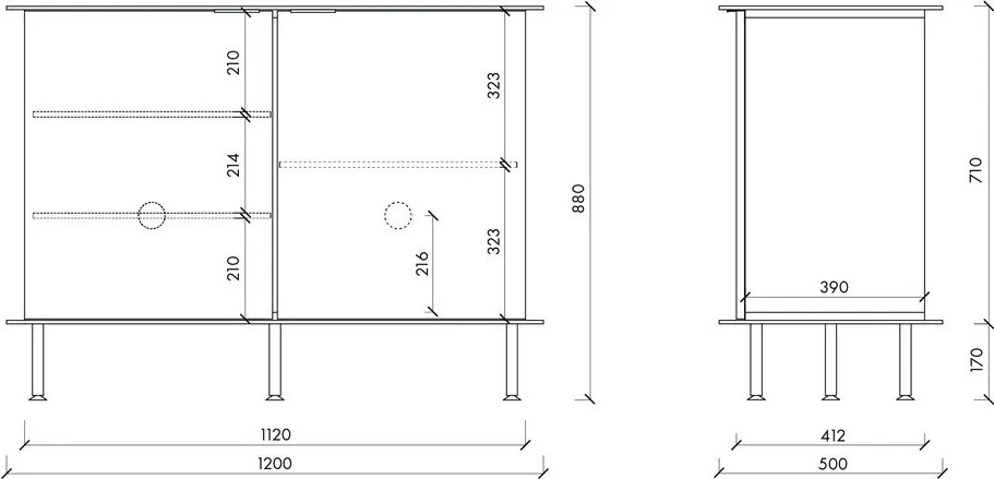Ciemnoniebieska komoda z otworem na kable 120x88x50 cm Suumo – noo.ma