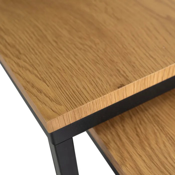 Zestaw Stolików Kawowych CARMI Dąb Złoty/Czarny do Salonu Loft