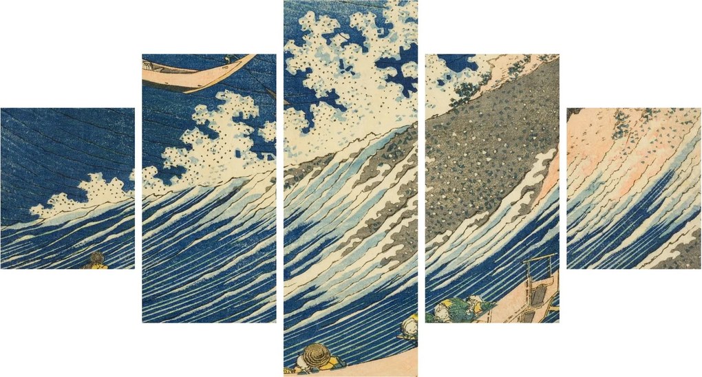 Obraz - Katsushika Hokusai, Fishing Boats at Choshi in Shimosa (Soshu Choshi) , reprodukcje (125x70 cm)