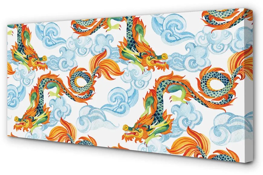 Obraz drukowany na płótnie Japońskie Kolorowe Smoki