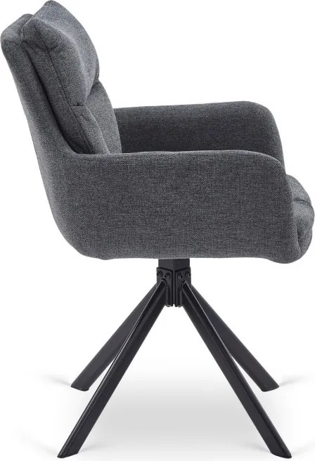 Krzesło Tapicerowane Obrotowe do Salonu PAUL Ciemnoszare Nowoczesne