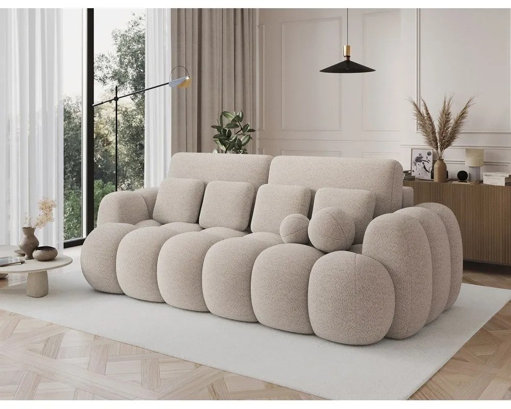 Beżowa rozkładana sofa z materiału bouclé 256 cm Cotonn – ELTAP