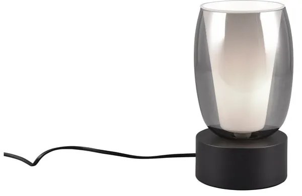 Lampa stołowa w czarno-srebrnym kolorze ze szklanym kloszem (wysokość 24 cm) Barret – Trio Select