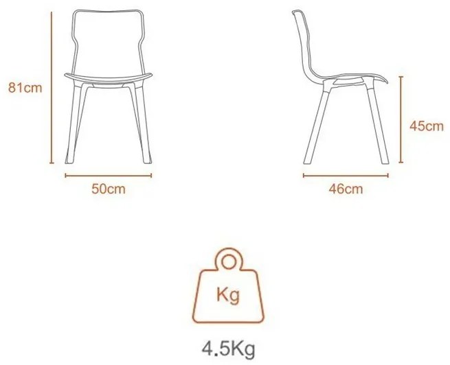 Krzesło Duo wood Carrara 50,3 x 46,3 x 80,9 cm