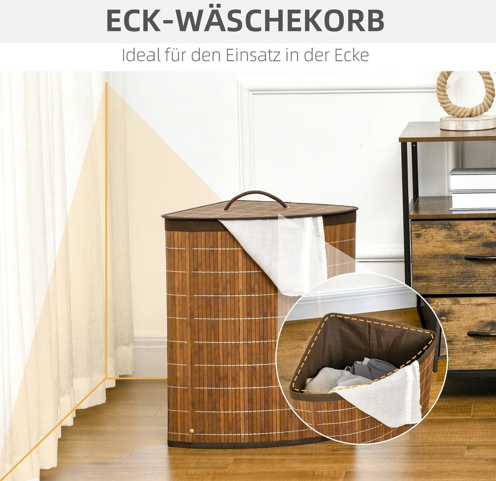 HOMCOM Kosz na pranie z pokrywą Brązowy Praktyczny i estetyczny 38x38x57cm | Aosom PL
